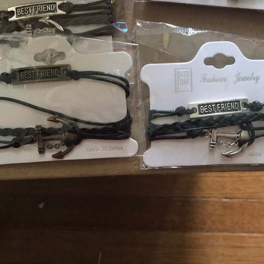 Leather Bestfriend & Anchor Bracelet